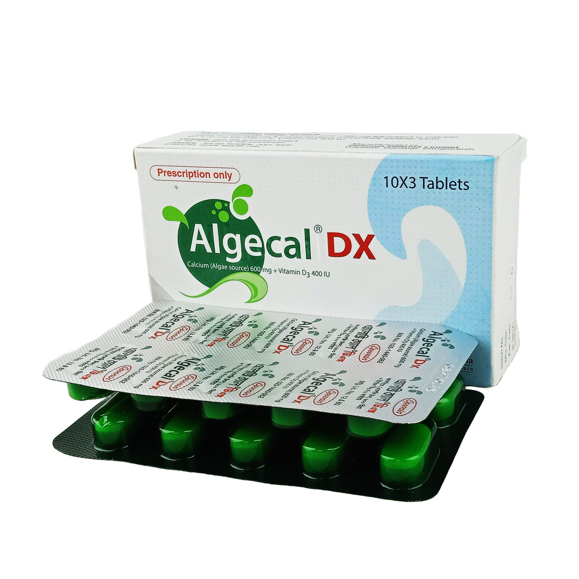 Algecal Dx 600 mg+400 IU Tablet