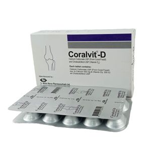 Coralvit-D 500 mg+200 IU Tablet