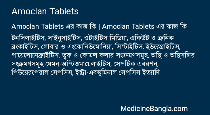 Amoclan Tablets এর কাজ Amoclan Tablets in Bangla