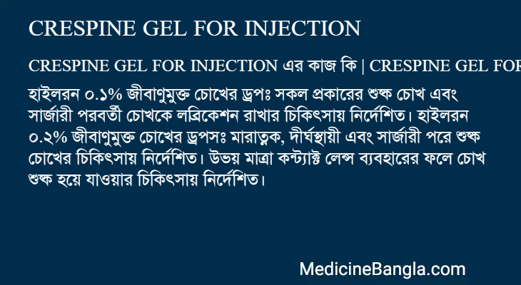 CRESPINE GEL FOR INJECTION এর কাজ CRESPINE GEL FOR INJECTION in Bangla