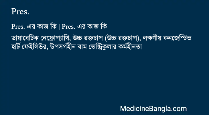 Pres. এর কাজ Pres. in Bangla