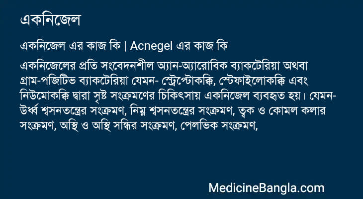 একনিজেল এর কাজ একনিজেল in Bangla