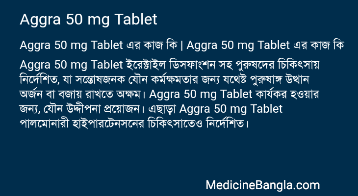 Aggra 50 mg Tablet in Bangla