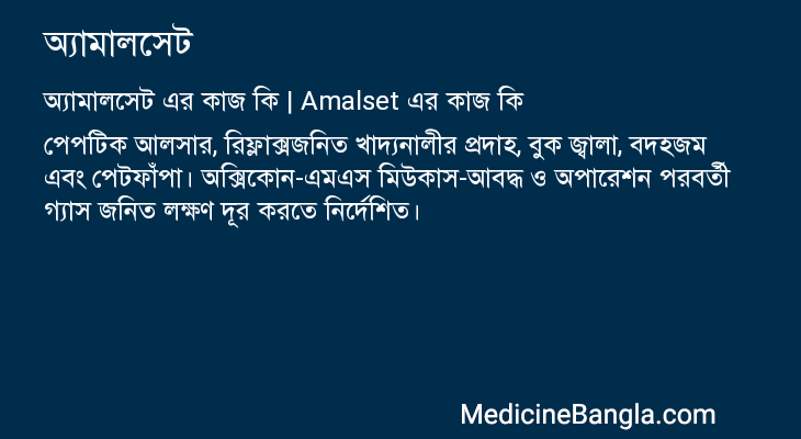 অ্যামালসেট এর কাজ অ্যামালসেট in Bangla