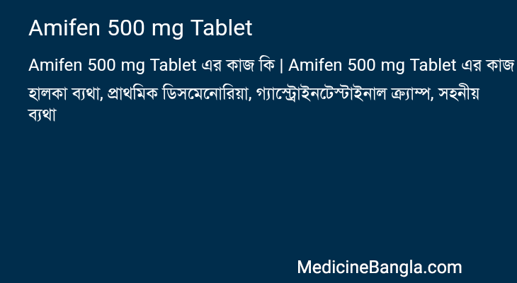 Amifen 500 mg Tablet এর কাজ Amifen 500 mg Tablet in Bangla