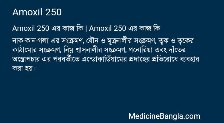 Amoxil 250 এর কাজ Amoxil 250 in Bangla