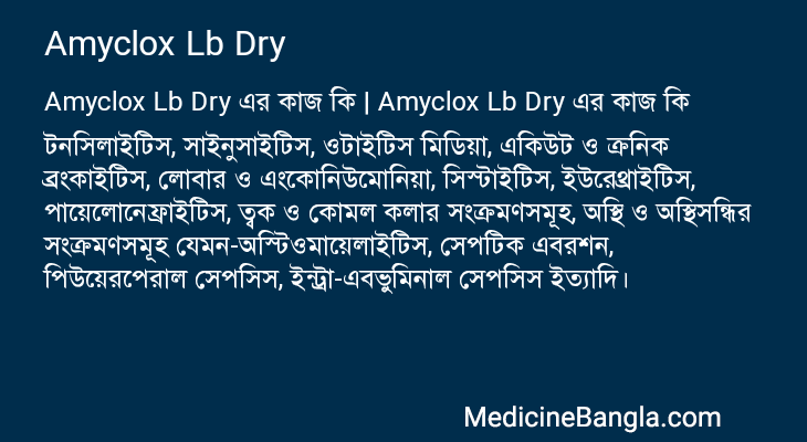 Amyclox Lb Dry এর কাজ Amyclox Lb Dry in Bangla