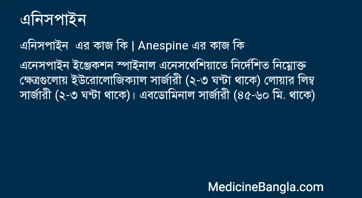 এনিসপাইন এর কাজ এনিসপাইন in Bangla