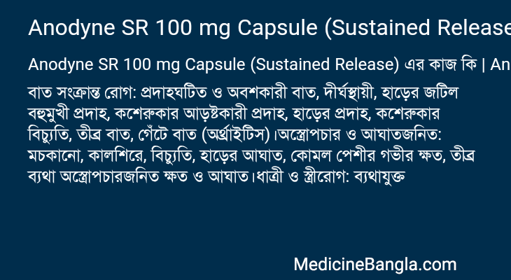 Anodyne SR 100 mg Capsule (Sustained Release) in Bangla
