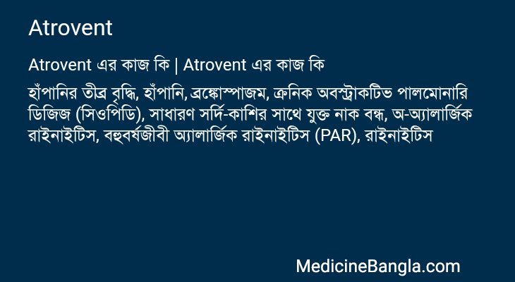 Atrovent এর কাজ Atrovent in Bangla