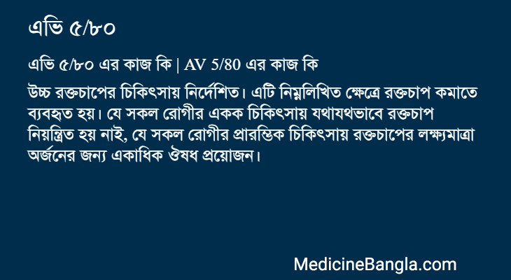এভি ৫/৮০ এর কাজ এভি ৫/৮০ in Bangla