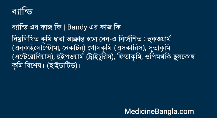 ব্যান্ডি এর কাজ ব্যান্ডি in Bangla