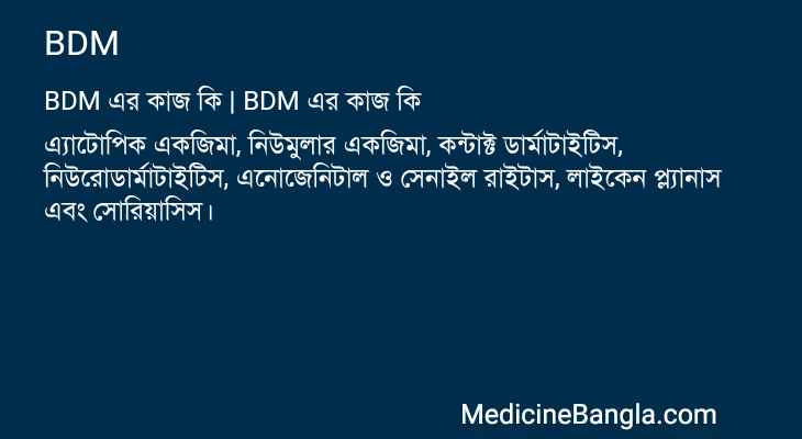 BDM এর কাজ BDM in Bangla