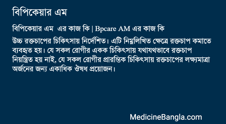 বিপিকেয়ার এম এর কাজ বিপিকেয়ার এম in Bangla