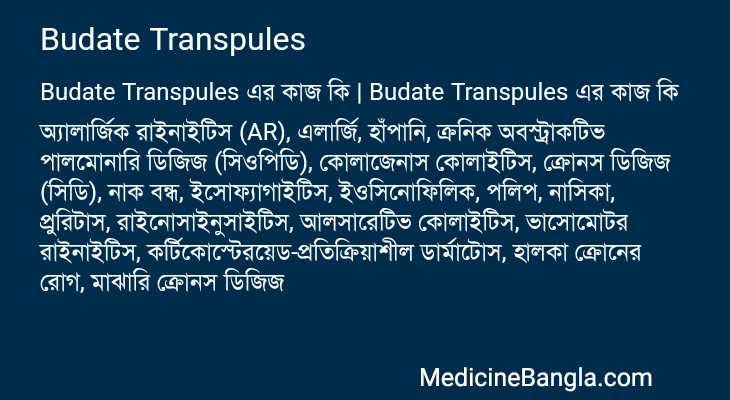 Budate Transpules এর কাজ Budate Transpules in Bangla