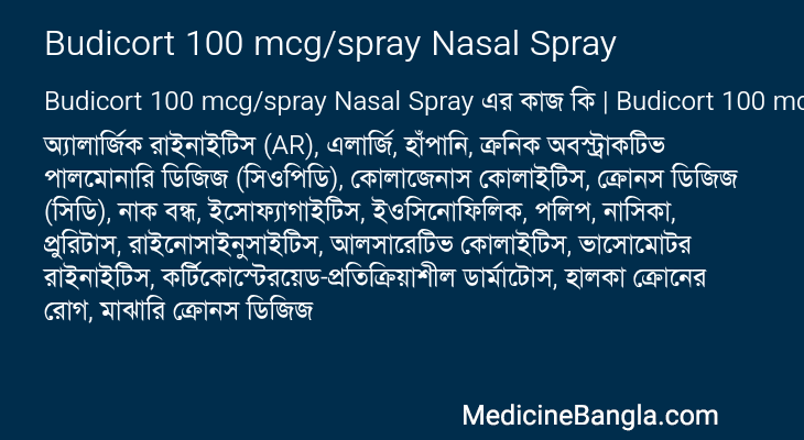 Budicort 100 mcg/spray Nasal Spray in Bangla