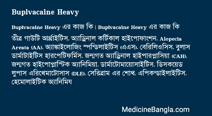 Bupivacaine Heavy এর কাজ Bupivacaine Heavy in Bangla