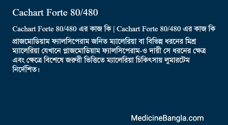 Cachart Forte 80/480 এর কাজ Cachart Forte 80/480 in Bangla