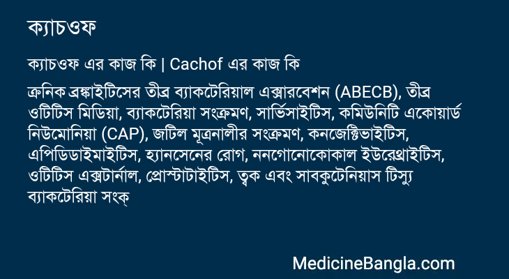 ক্যাচওফ এর কাজ ক্যাচওফ in Bangla