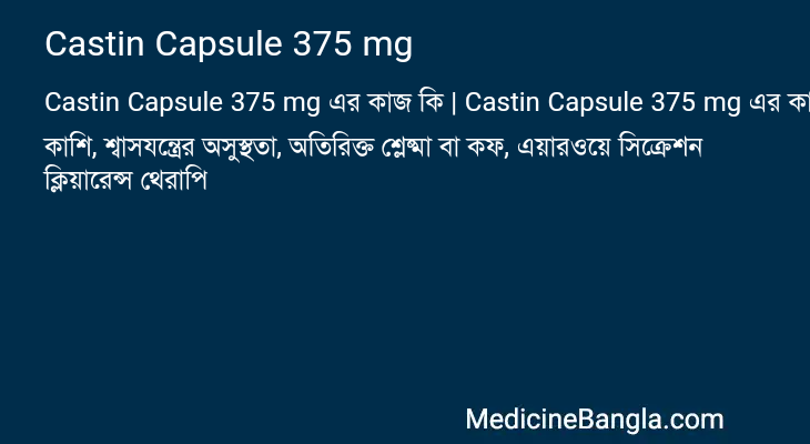 Castin Capsule 375 mg এর কাজ Castin Capsule 375 mg in Bangla