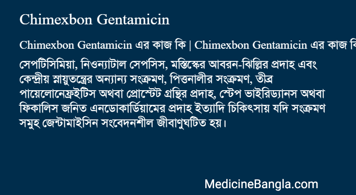 Chimexbon Gentamicin এর কাজ Chimexbon Gentamicin in Bangla