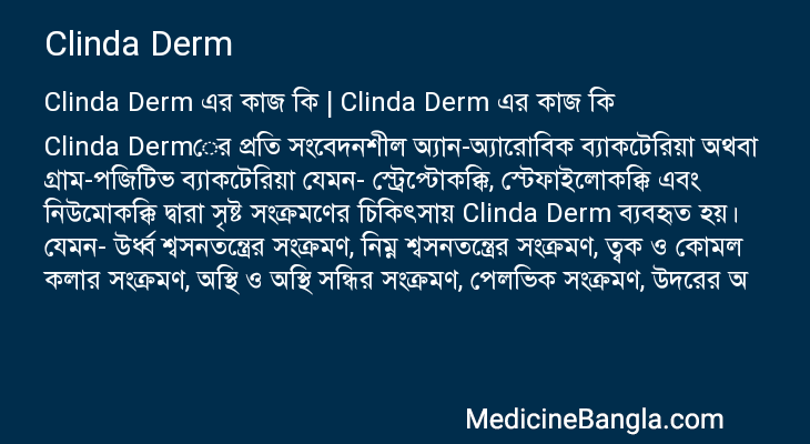 Clinda Derm এর কাজ Clinda Derm in Bangla