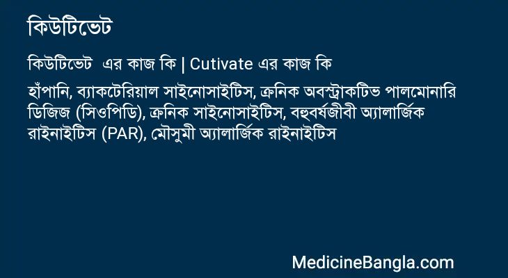 কিউটিভেট এর কাজ কিউটিভেট in Bangla