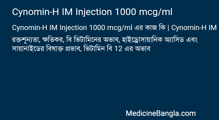 Cynomin-H IM Injection 1000 mcg/ml in Bangla