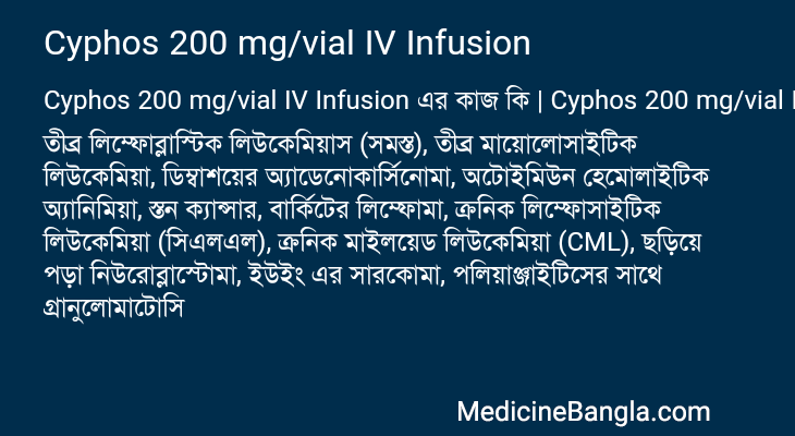 Cyphos 200 mg/vial IV Infusion in Bangla