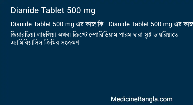 Dianide Tablet 500 mg এর কাজ Dianide Tablet 500 mg in Bangla