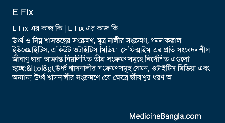 E Fix এর কাজ E Fix in Bangla