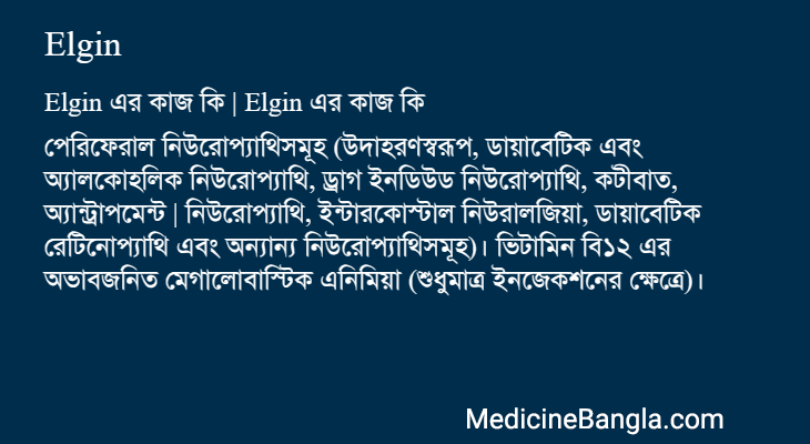 Elgin এর কাজ Elgin in Bangla