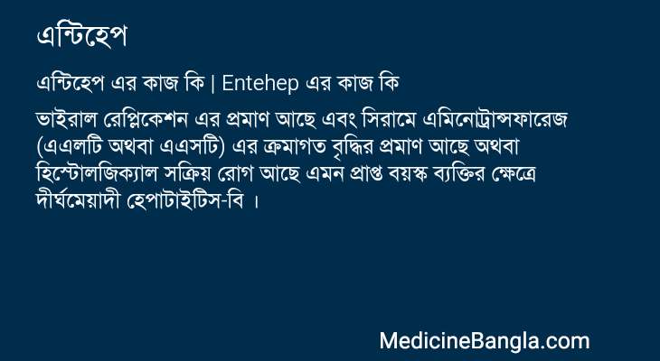 এন্টিহেপ এর কাজ এন্টিহেপ in Bangla
