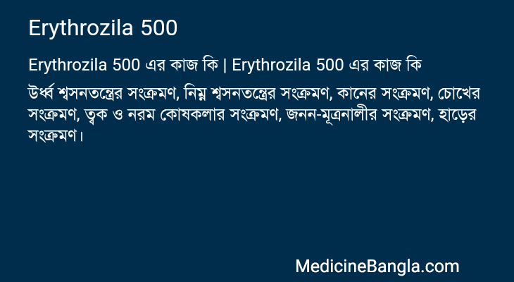 Erythrozila 500 এর কাজ Erythrozila 500 in Bangla