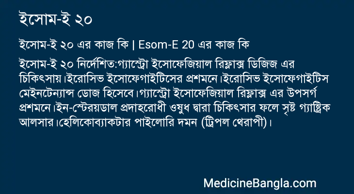 ইসোম-ই ২০ এর কাজ ইসোম-ই ২০ in Bangla