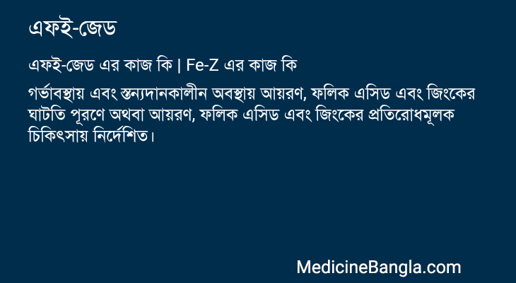 এফই-জেড এর কাজ এফই-জেড in Bangla