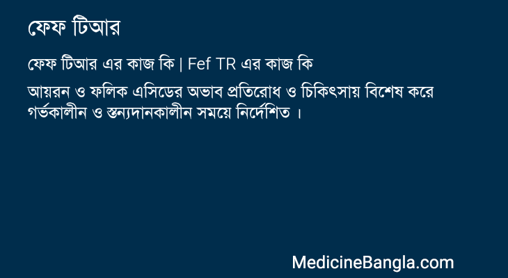 ফেফ টিআর এর কাজ ফেফ টিআর in Bangla
