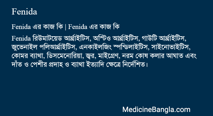 Fenida এর কাজ Fenida in Bangla