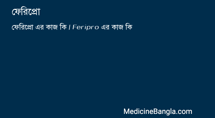 ফেরিপ্রো এর কাজ ফেরিপ্রো in Bangla