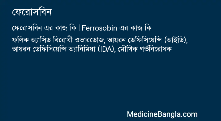 ফেরোসবিন এর কাজ ফেরোসবিন in Bangla