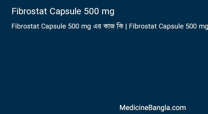 Fibrostat Capsule 500 mg এর কাজ Fibrostat Capsule 500 mg in Bangla