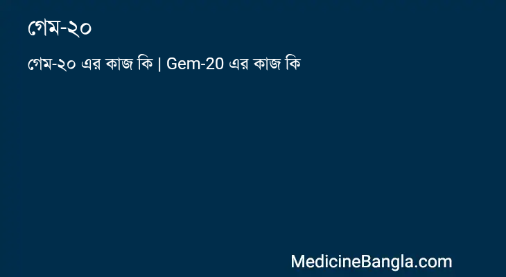 গেম-২০ এর কাজ গেম-২০ in Bangla