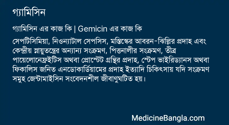 গ্যামিসিন এর কাজ গ্যামিসিন in Bangla
