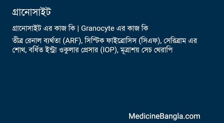 গ্রানোসাইট এর কাজ গ্রানোসাইট in Bangla