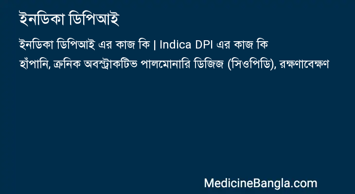 ইনডিকা ডিপিআই এর কাজ ইনডিকা ডিপিআই in Bangla