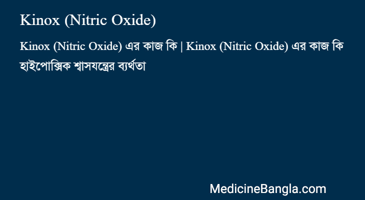 Kinox (Nitric Oxide) এর কাজ Kinox (Nitric Oxide) in Bangla