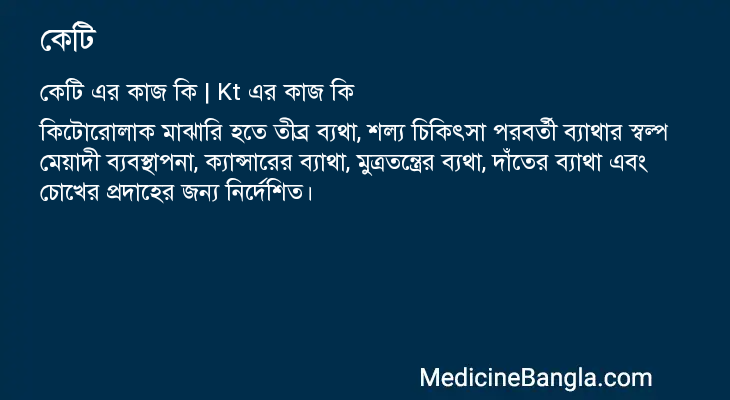কেটি এর কাজ কেটি in Bangla
