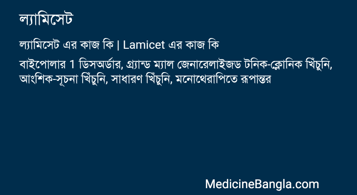 ল্যামিসেট এর কাজ ল্যামিসেট in Bangla