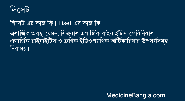 লিসেট এর কাজ লিসেট in Bangla