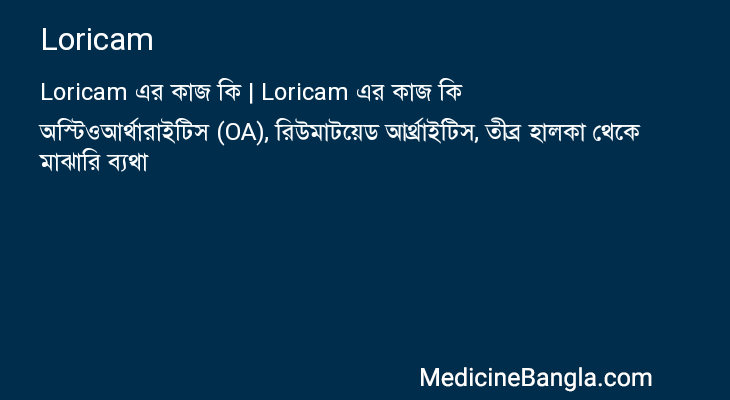 Loricam এর কাজ Loricam in Bangla